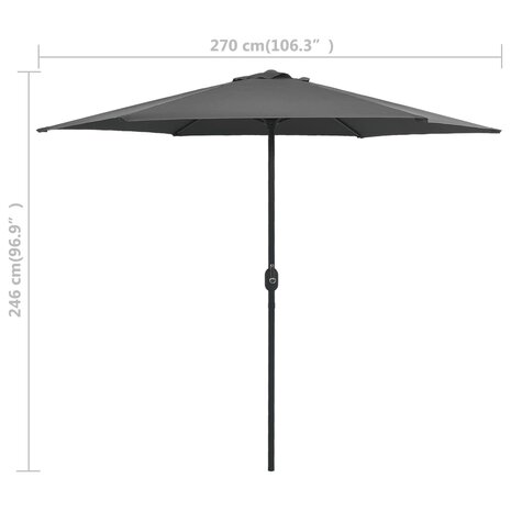 Parasol met aluminium paal 270x246 cm antracietkleurig