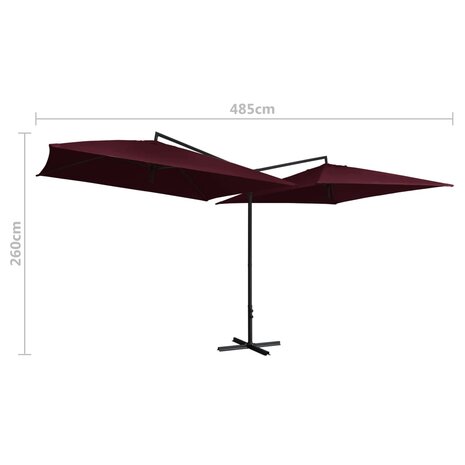Parasol dubbel met stalen paal 250x250 cm bordeauxrood