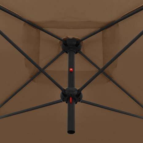 Parasol dubbel met stalen paal 250x250 cm taupe
