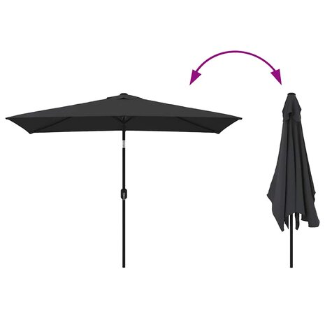 Parasol met metalen paal 300x200 cm zwart