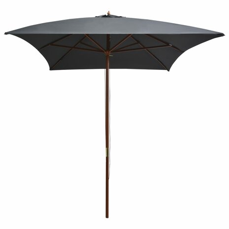 Parasol met houten paal 200x300 cm antraciet