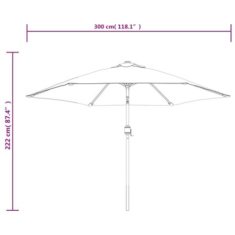 Parasol met stalen paal 3 m groen