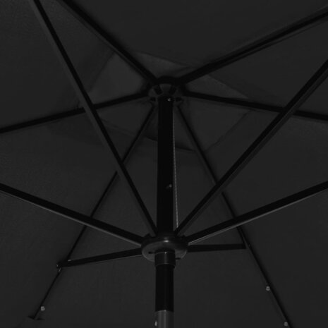 Parasol met LED's en stalen paal 2x3 m zwart
