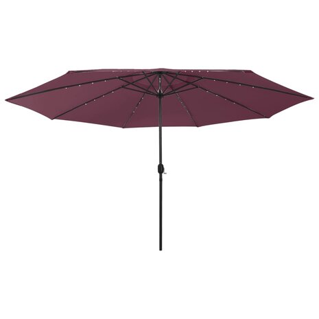 Parasol met LED-verlichting 400 cm bordeauxrood