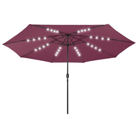 Parasol met LED-verlichting 400 cm bordeauxrood