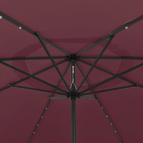 Parasol met LED-verlichting 400 cm bordeauxrood