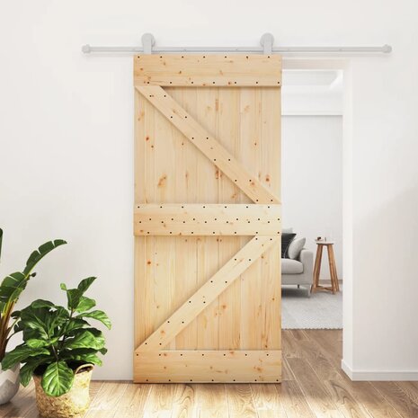 Schuifdeur met beslag 95x210 cm massief grenenhout