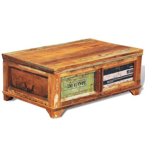 Salontafel met opbergruimte vintage stijl gerecycled hout