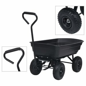 Tuinkiepwagen 300 kg 75 L zwart